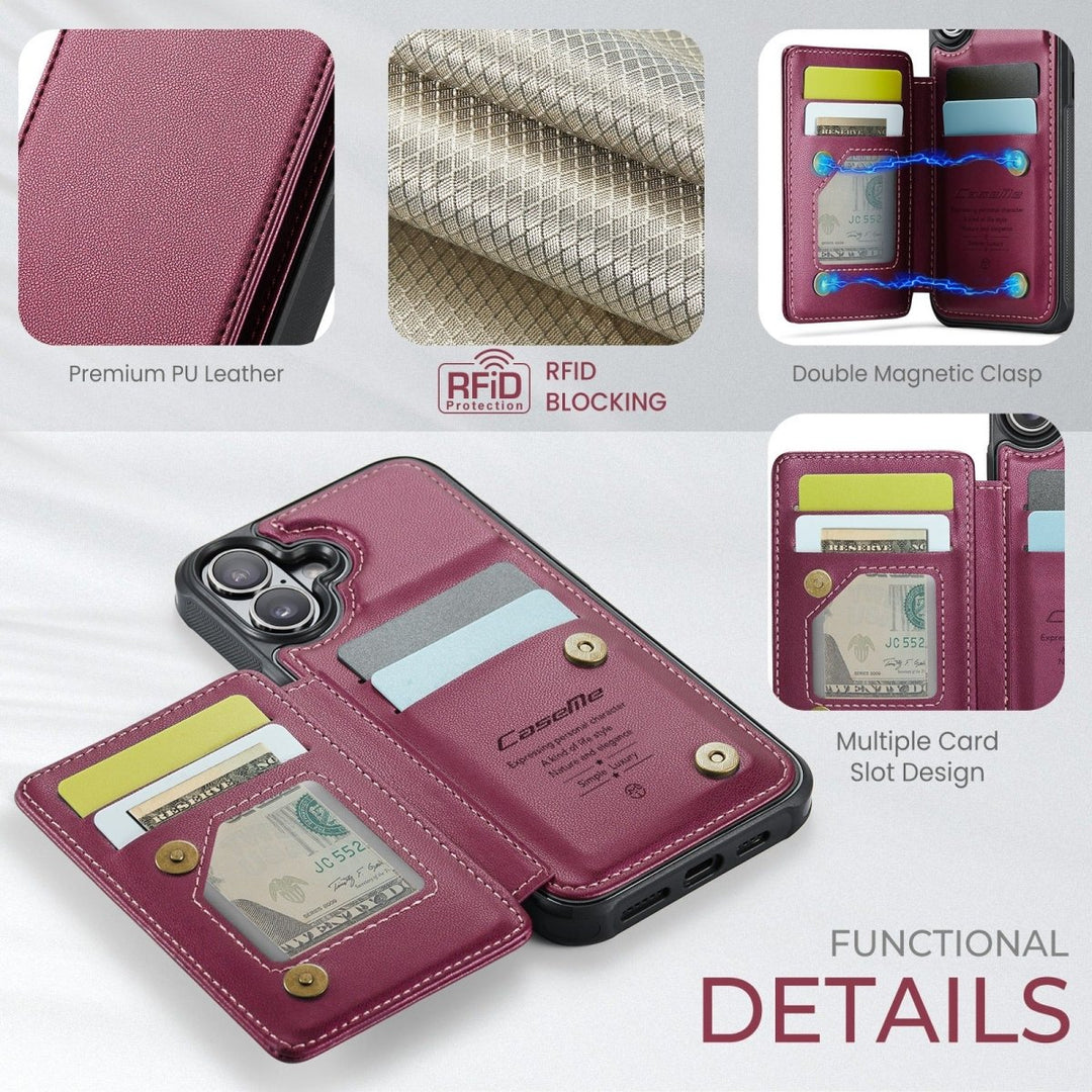 RFID Flip Leather Wallet Phone Case iPhone 15 Purple Parkfield Supplies