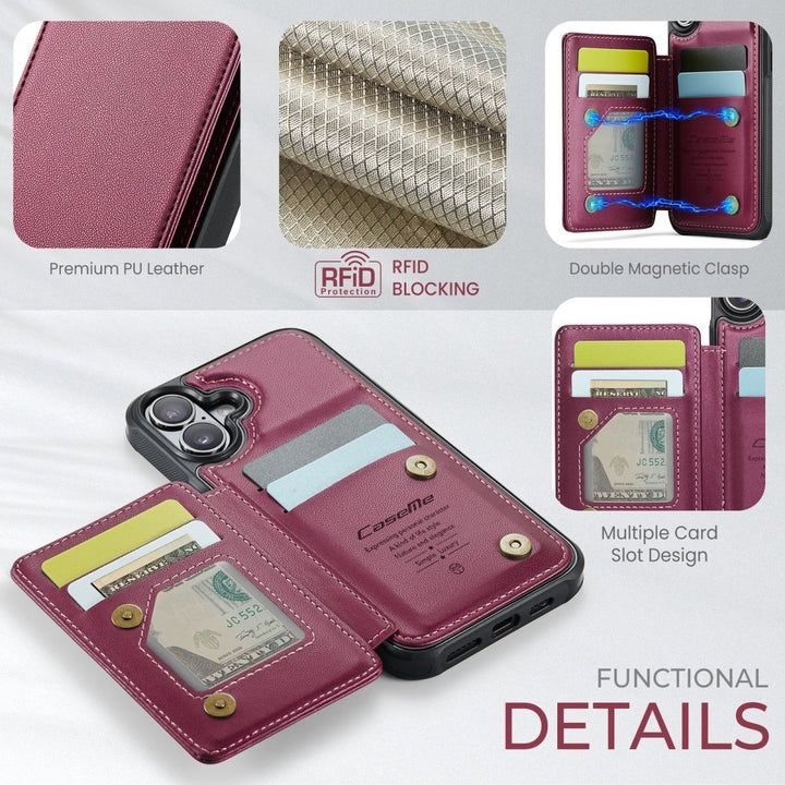 RFID Flip Leather Wallet Phone Case iPhone 15 Purple Parkfield Supplies