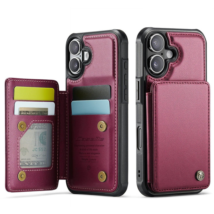 RFID Flip Leather Wallet Phone Case iPhone 16 Wine Red Parkfield Supplies
