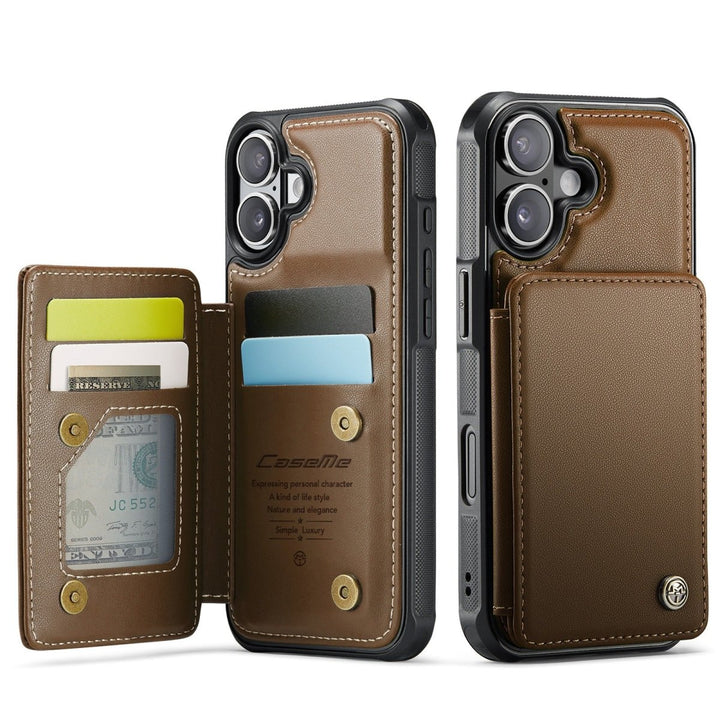 RFID Flip Leather Wallet Phone Case iPhone 16 Brown Parkfield Supplies