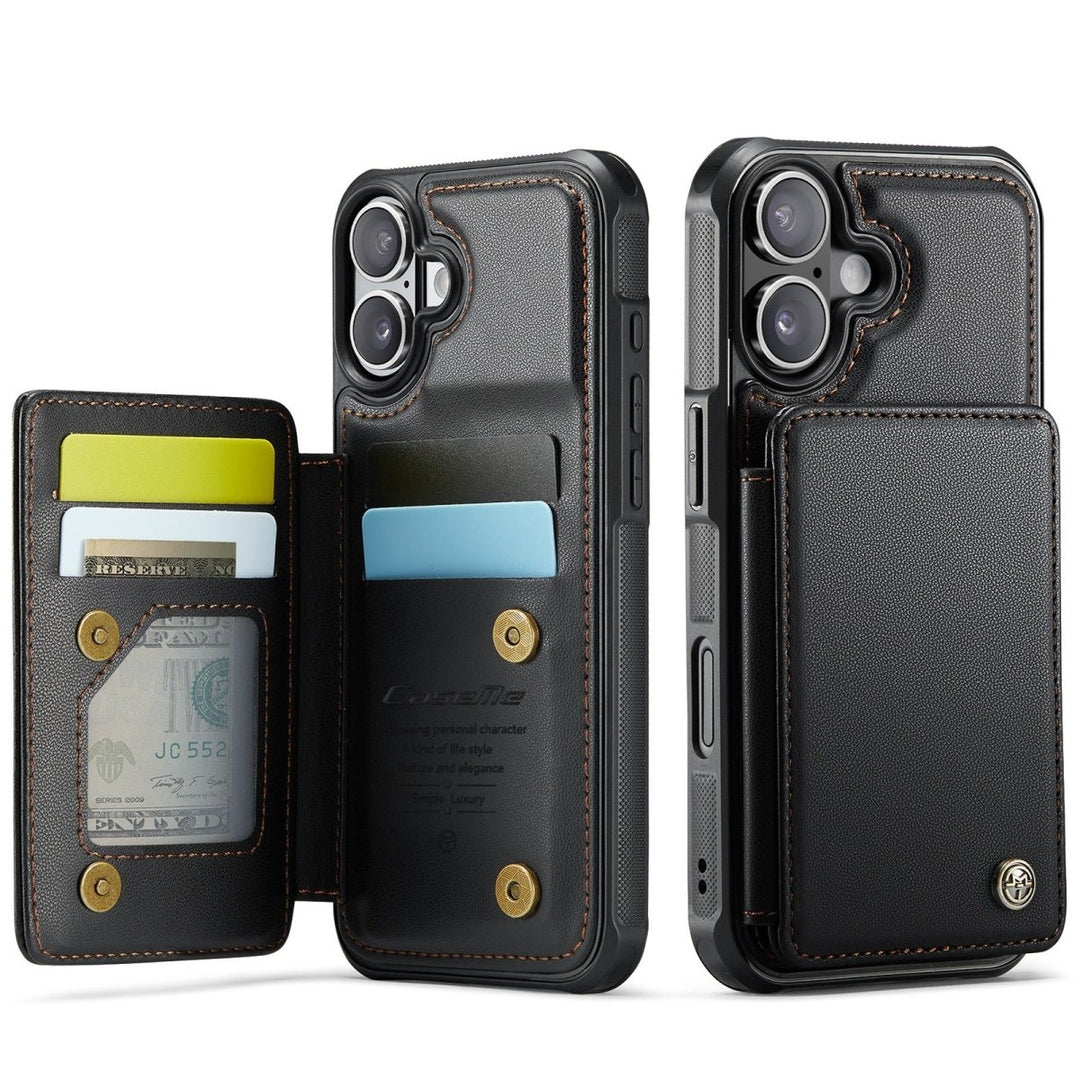 RFID Flip Leather Wallet Phone Case iPhone 16 Black Parkfield Supplies