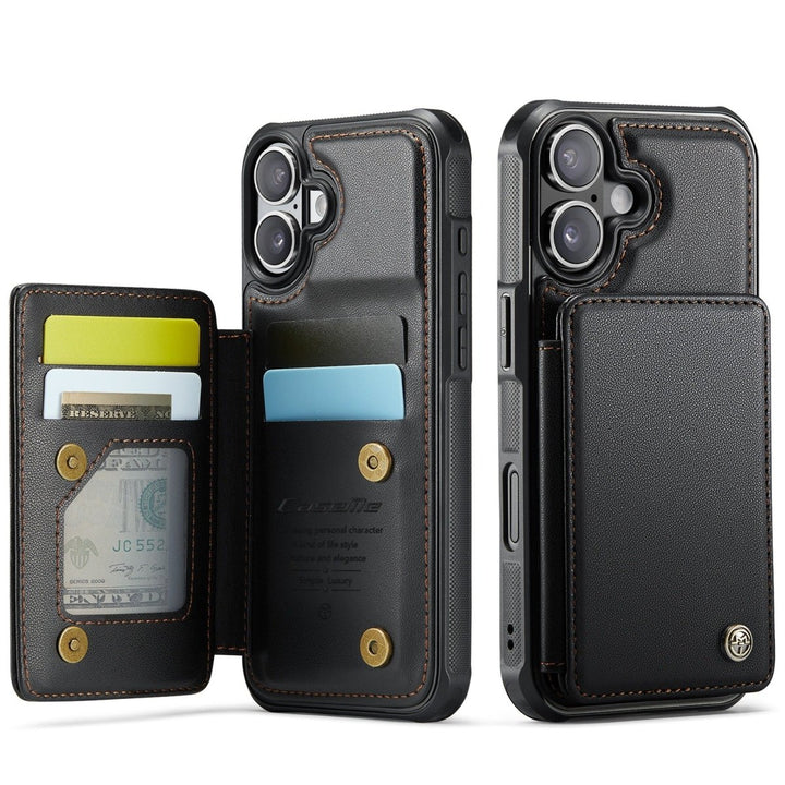 RFID Flip Leather Wallet Phone Case iPhone 16 Black Parkfield Supplies