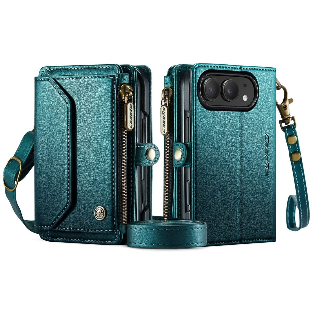 RFID Crossbody Leather Wallet Phone Case iPhone Duo Teal Parkfield Supplies