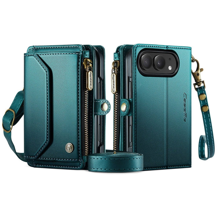 RFID Crossbody Leather Wallet Phone Case iPhone Duo Teal Parkfield Supplies
