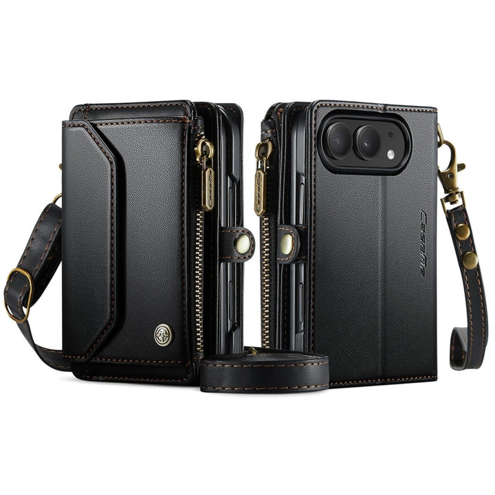 RFID Crossbody Leather Wallet Phone Case iPhone Duo Black Parkfield Supplies