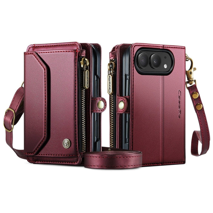 RFID Crossbody Leather Wallet Phone Case iPhone Duo Wine Red Parkfield Supplies