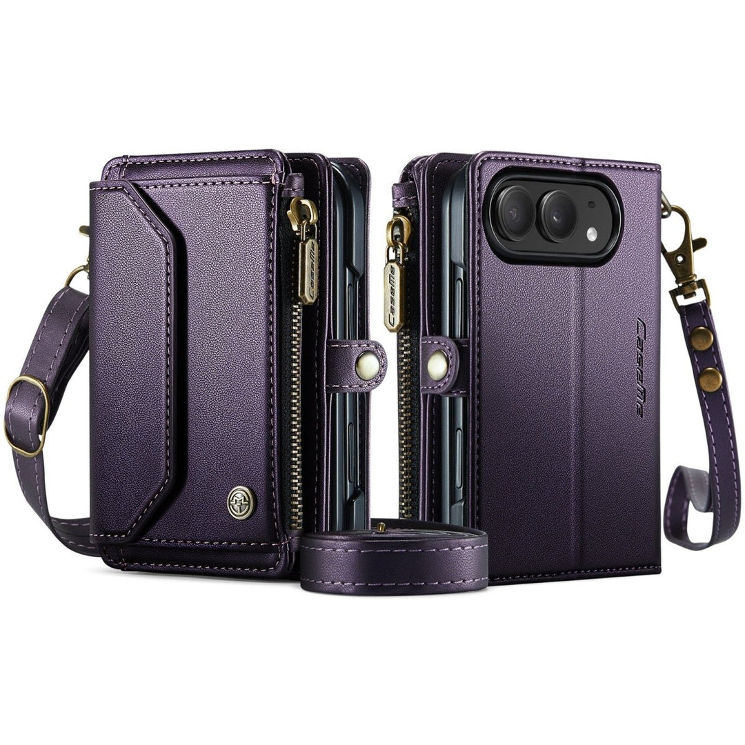 RFID Crossbody Leather Wallet Phone Case iPhone Duo Purple Parkfield Supplies