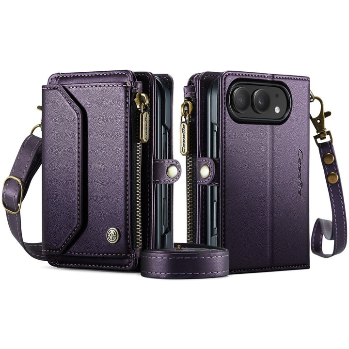 RFID Crossbody Leather Wallet Phone Case iPhone Duo Purple Parkfield Supplies