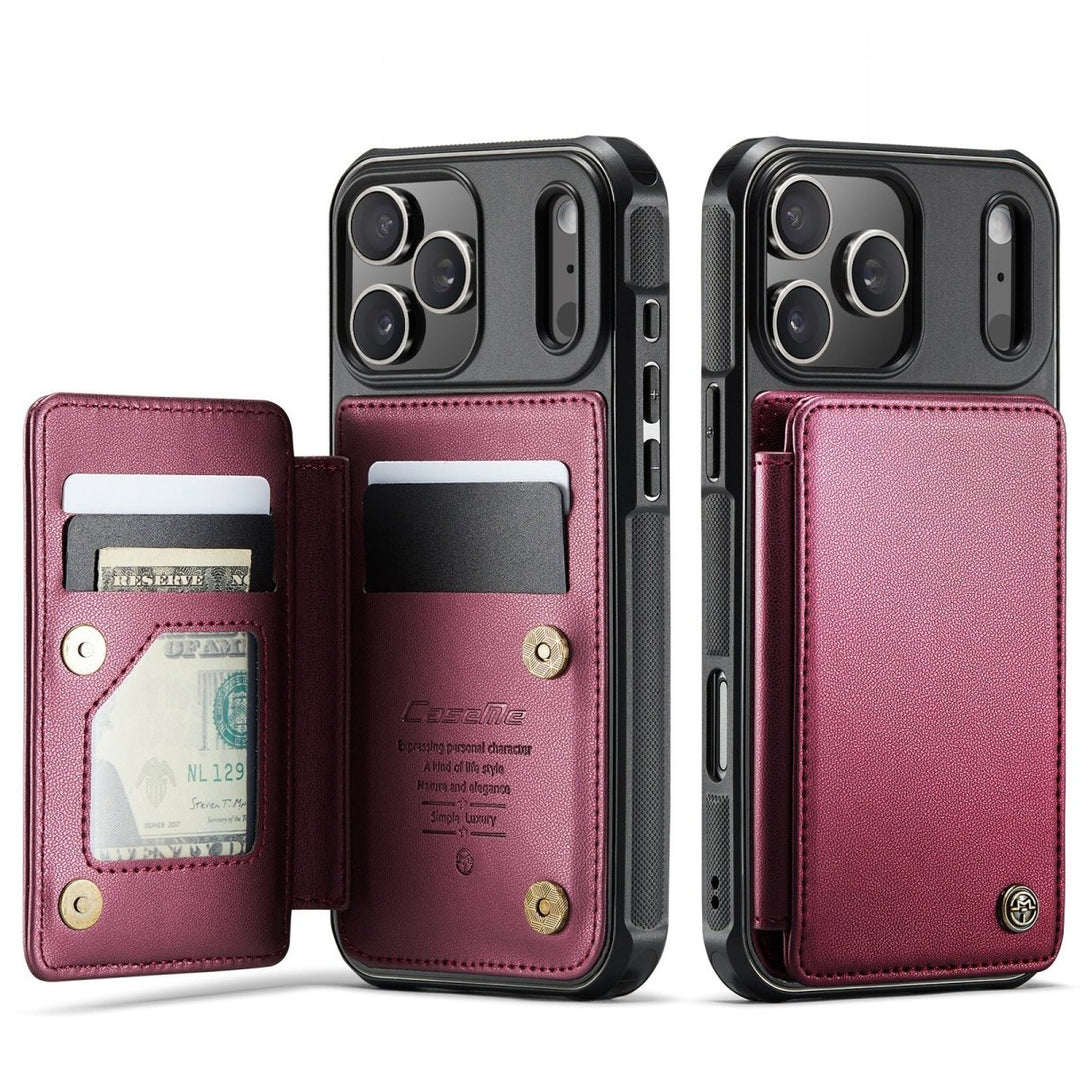 RFID Flip Leather Wallet Phone Case iPhone 17 Pro Wine Red Parkfield Supplies