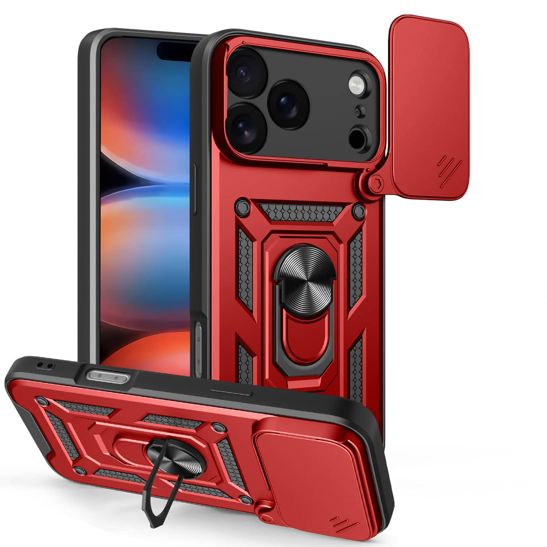 Heavy Duty Magnetic Phone Case With Camera Cover iPhone 17 / Red CM20211012-02-iPhone 17-Red