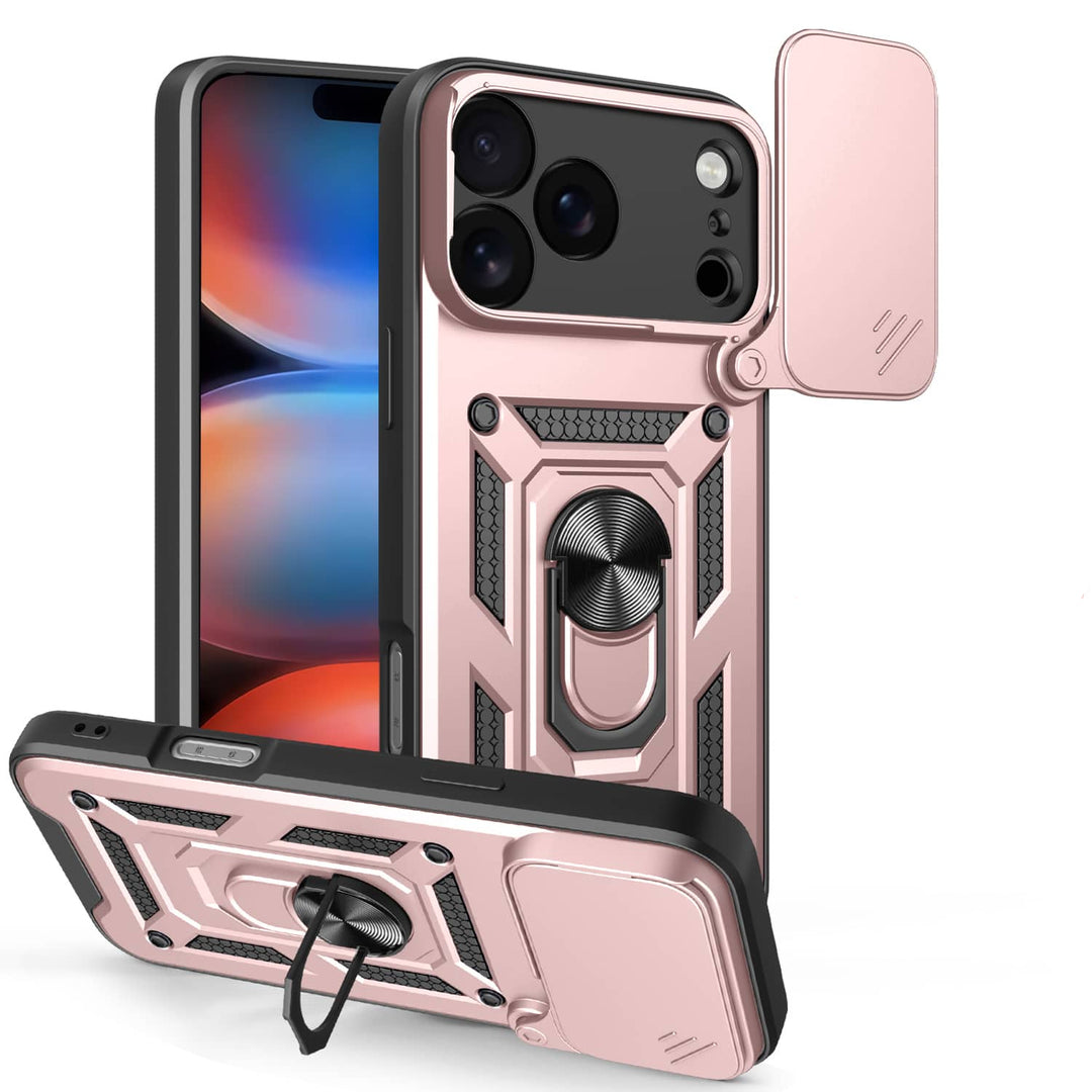 Magnetic Shockproof Phone Case With Camera Cover iPhone 16 / Rose Gold CM220811-02-iPhone 16-Rose Gold