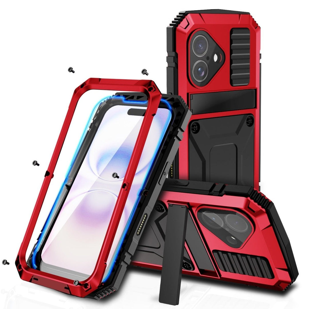 Rugged Heavy Duty Phone Case with Kickstand iPhone 16 Red Parkfield Supplies