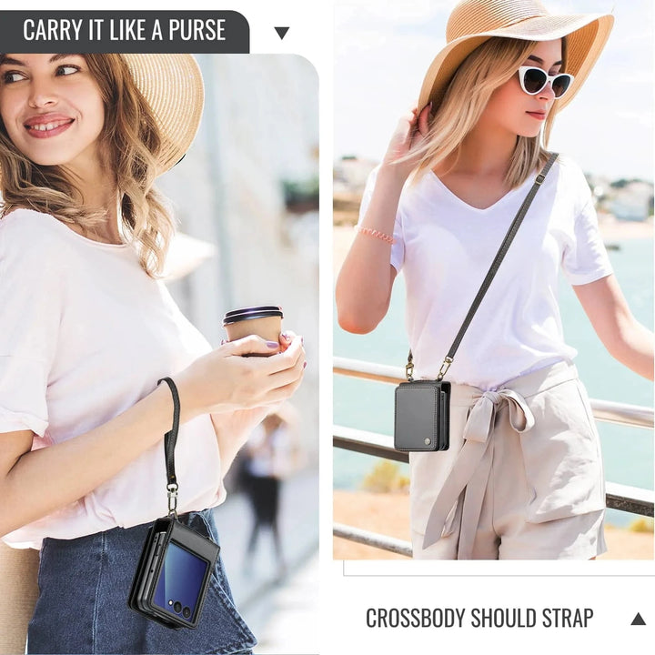 RFID Flip Leather Wallet Case For Samsung Z Flip