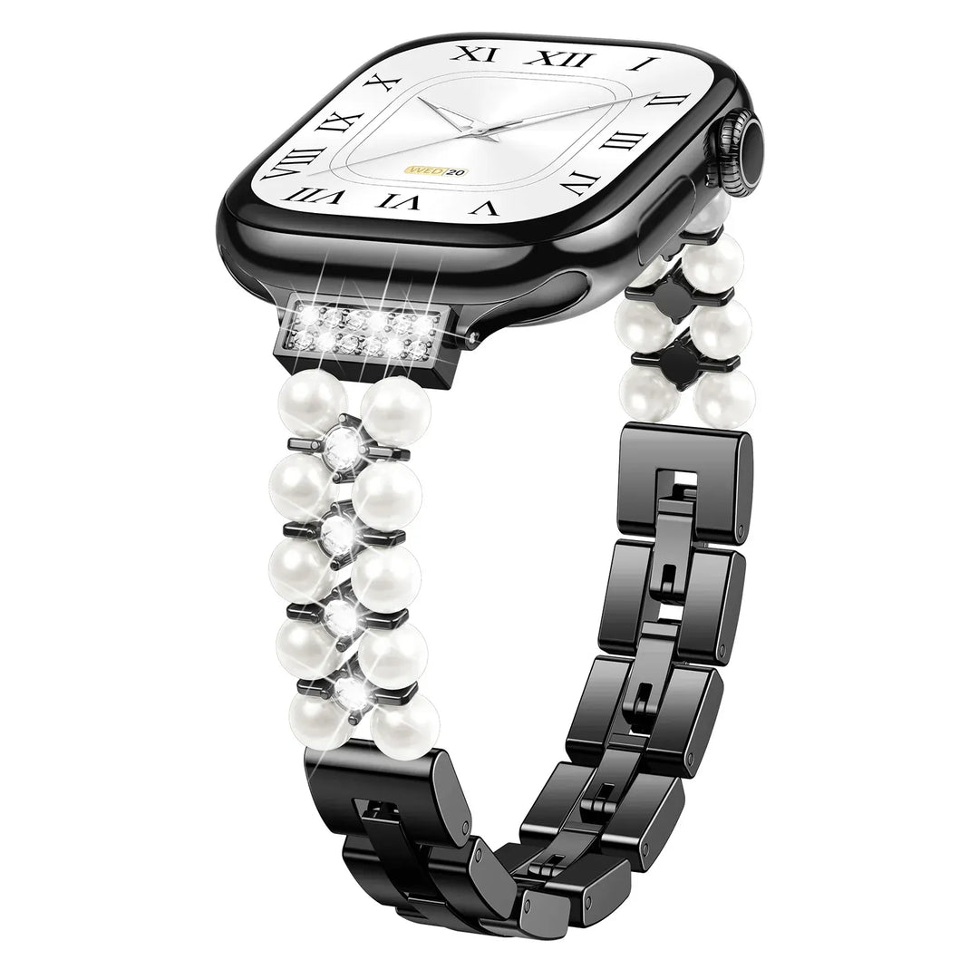 Slim Pearl Stainless Steel Watch Band Black / 42 44 45 49 S10-46mm 200000049:201662806#Black;200000051:201336458#42 44 45 49 S10-46mm;200007763:201336100