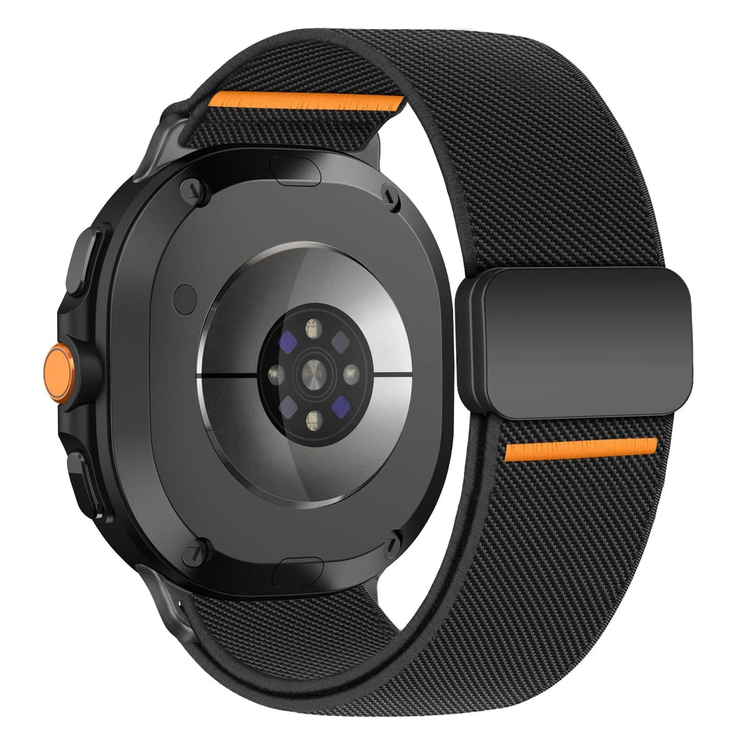 Magnetic Nylon Sports Band For Samsung Watch 8 black-orange / galaxy watch 8 44mm 200000049:100013775#black-orange;200000051:201336458#galaxy watch 8 44mm;200007763:201336100