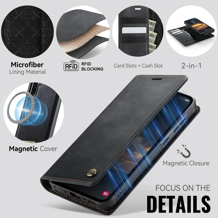RFID Detachable Leather Card Holder Case For Samsung A Series