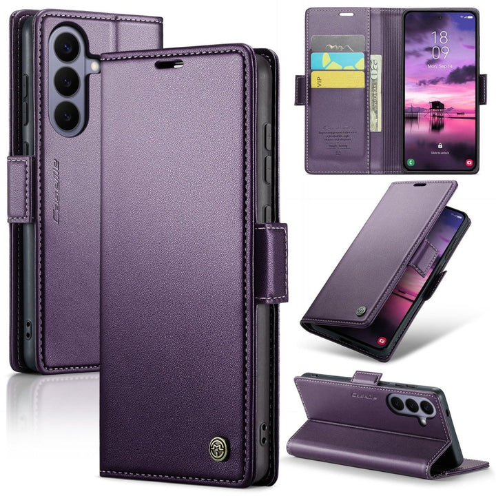 RFID Leather Card Holder Case For Samsung Galaxy Galaxy S22 Purple Parkfield Supplies