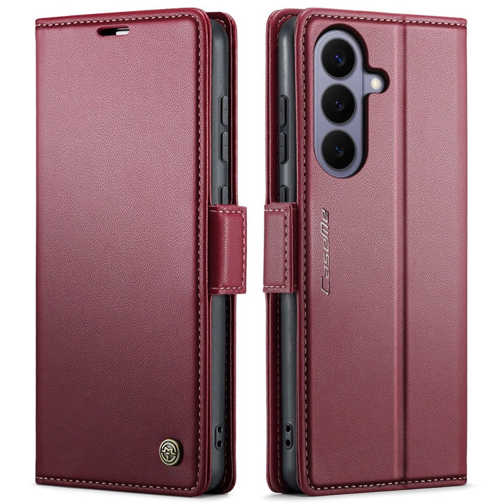 RFID Leather Card Holder Case For Samsung Galaxy Galaxy S22 Wine Red Parkfield Supplies