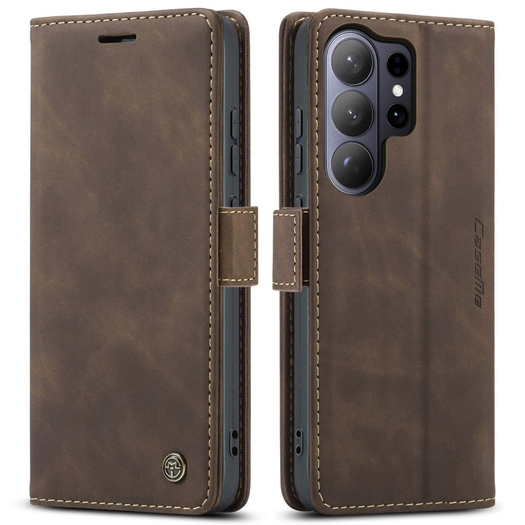 Slim Magnetic Leather Case For Samsung Galaxy Galaxy S26 Ultra Coffee Parkfield Supplies
