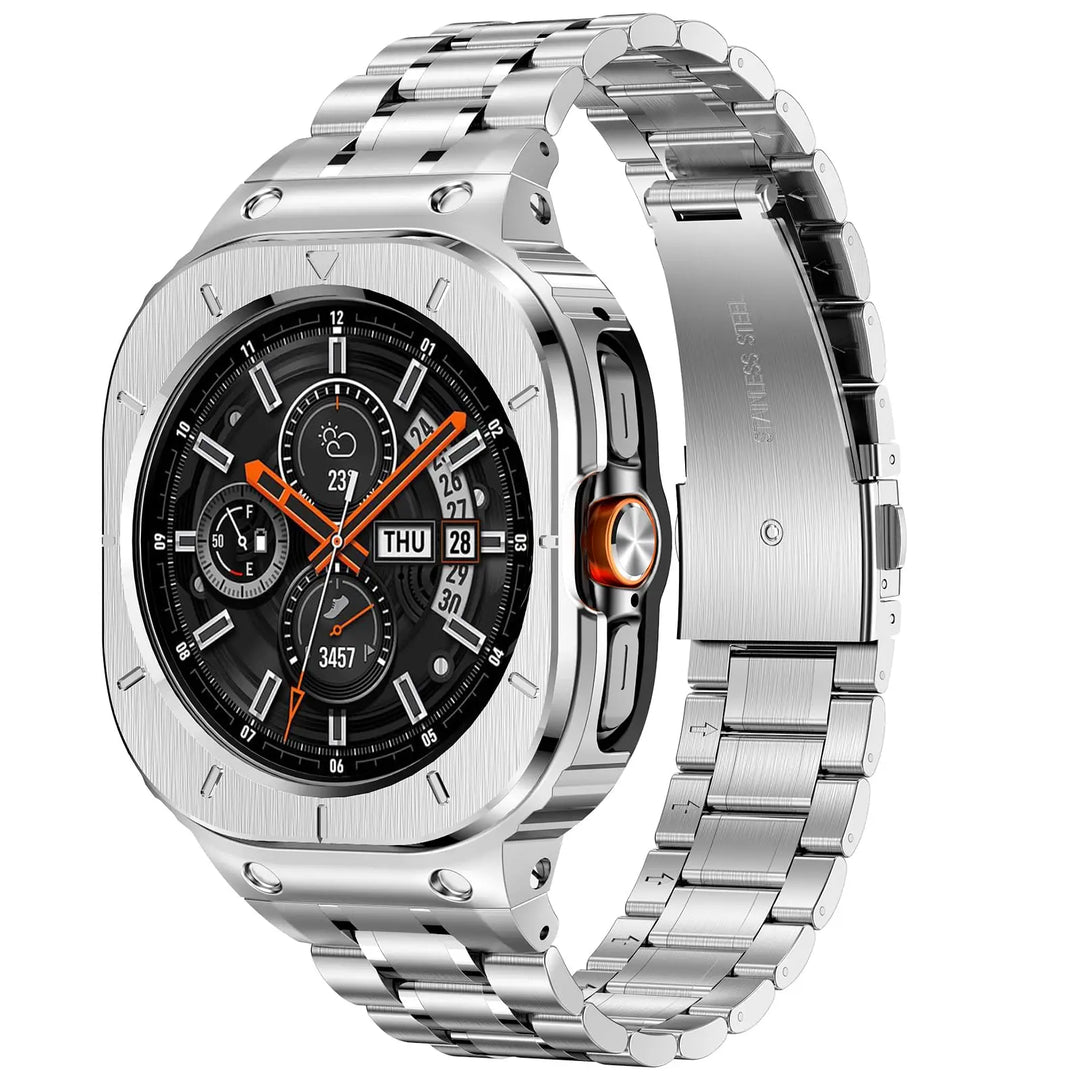 Stainless Steel Band With Shockproof Case For Samsung Watch Ultra silver / galaxy ultra 47mm / China Mainland 200000049:193#silver;200000051:100016949#galaxy ultra 47mm;200007763:201336100