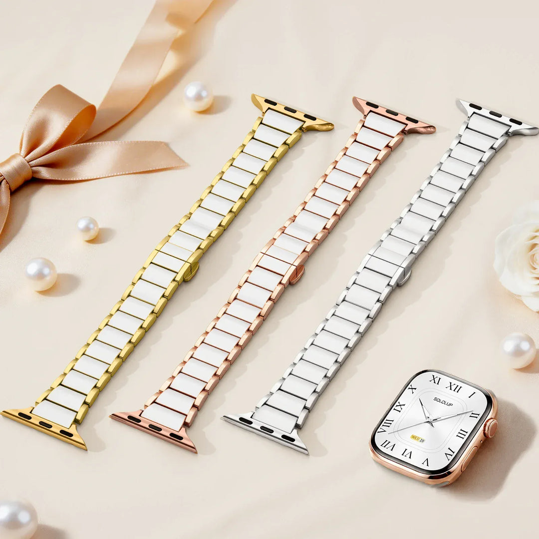 Slim Ceramic Stainless Steel Watch Band