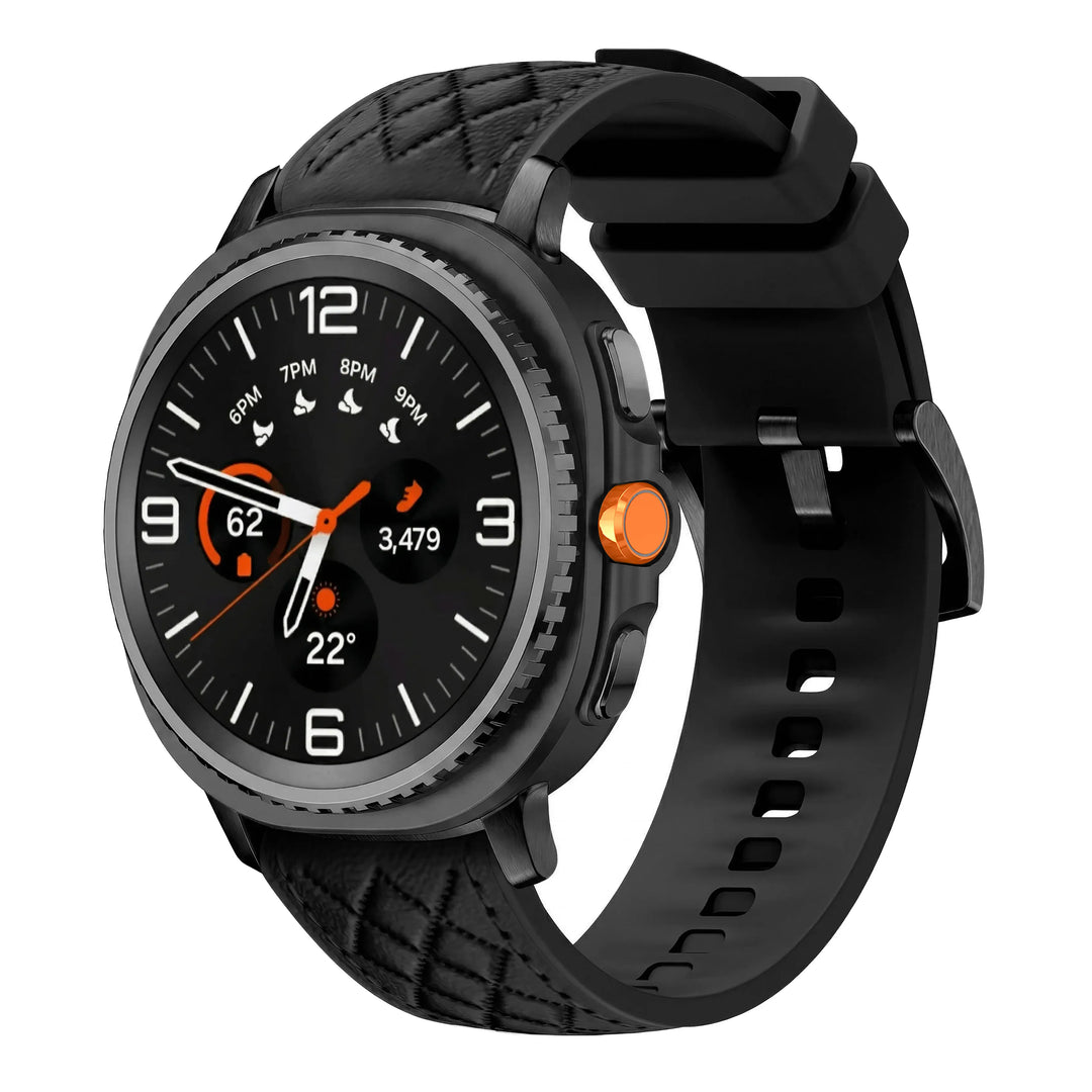 Quilted Leather Sports Band For Samsung Watch 8 Black 200000049:506942013#Black;200000051:201336458#Galaxy Watch 8;200007763:201336100