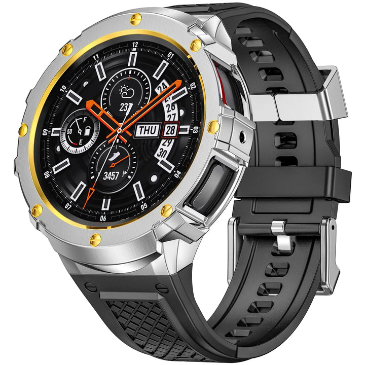 Tactical Band With Shockproof Case For Samsung Watch Galaxy Watch ( 7 6 5 4) 44mm / Silver Gold DX250108BL04