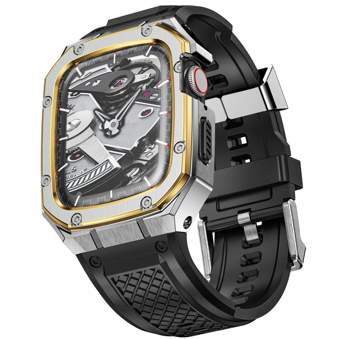 Tactical Watch Band With Shockproof Case Silver Gold / 49mm(Ultra 3 2 1) 200000049:173#silver gold;200000051:100016949#49mm(Ultra 3 2 1);200007763:201336100