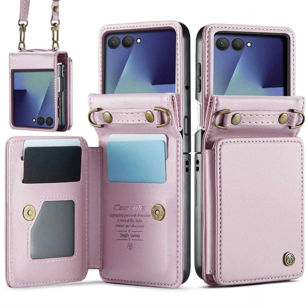 RFID Flip Leather Wallet Case For Samsung Z Flip Pink / CHINA / For Galaxy Z Flip 7 10:351785#For Galaxy Z Flip 7;14:1052#Pink;200007763:201336100