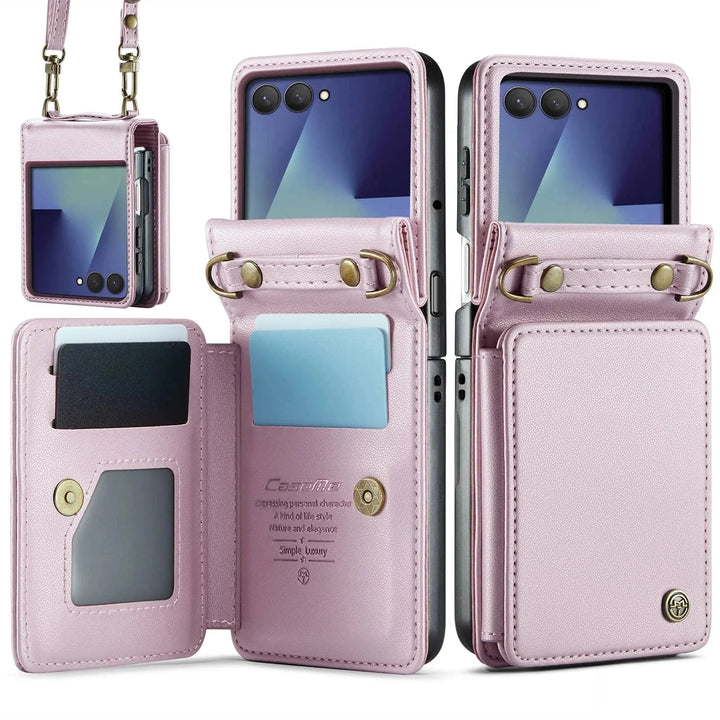 RFID Flip Leather Wallet Case For Samsung Z Flip Pink / CHINA / For Galaxy Z Flip 7 10:351785#For Galaxy Z Flip 7;14:1052#Pink;200007763:201336100