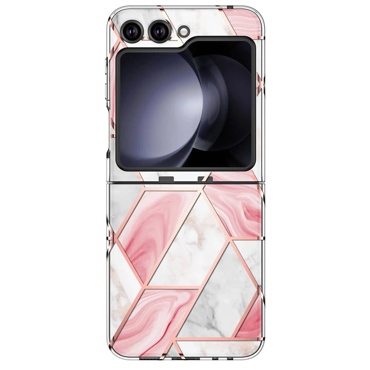 Marble Geometric Case For Samsung Flip Pink / For Galaxy Z Flip 6 10:477#For Galaxy Z Flip 6;14:1052#Pink;200007763:201336100