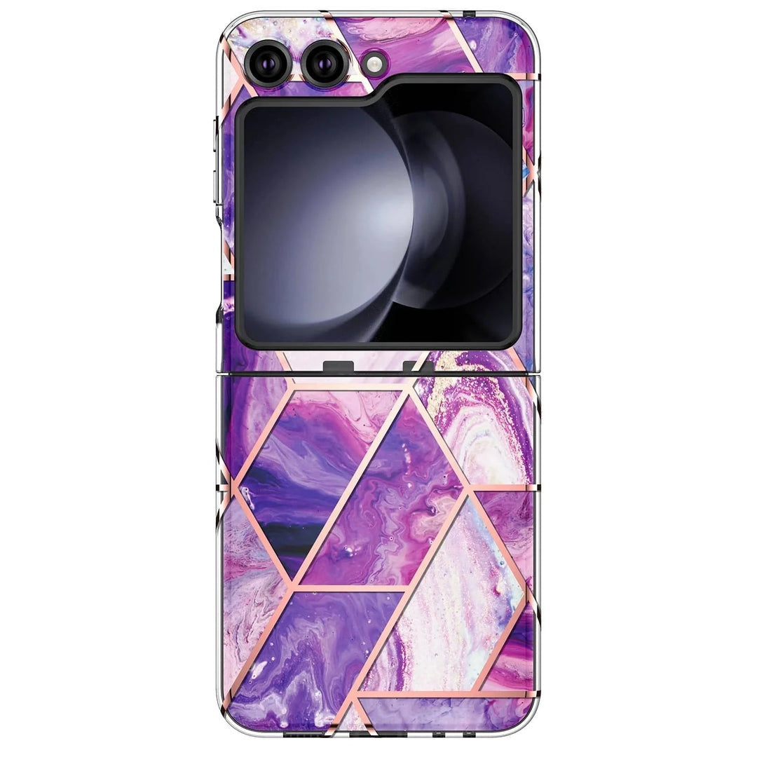 Marble Geometric Case For Samsung Flip Purple / For Galaxy Z Flip 6 10:477#For Galaxy Z Flip 6;14:496#Purple;200007763:201336100
