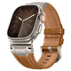 Leather Stainless Steel Watch Band 44mm 45mm 46mm / Red Brown-Titanium 200000049:201662806#Red brown-Titanium;200000051:100016946#44mm 45mm 46mm;200007763:201336100