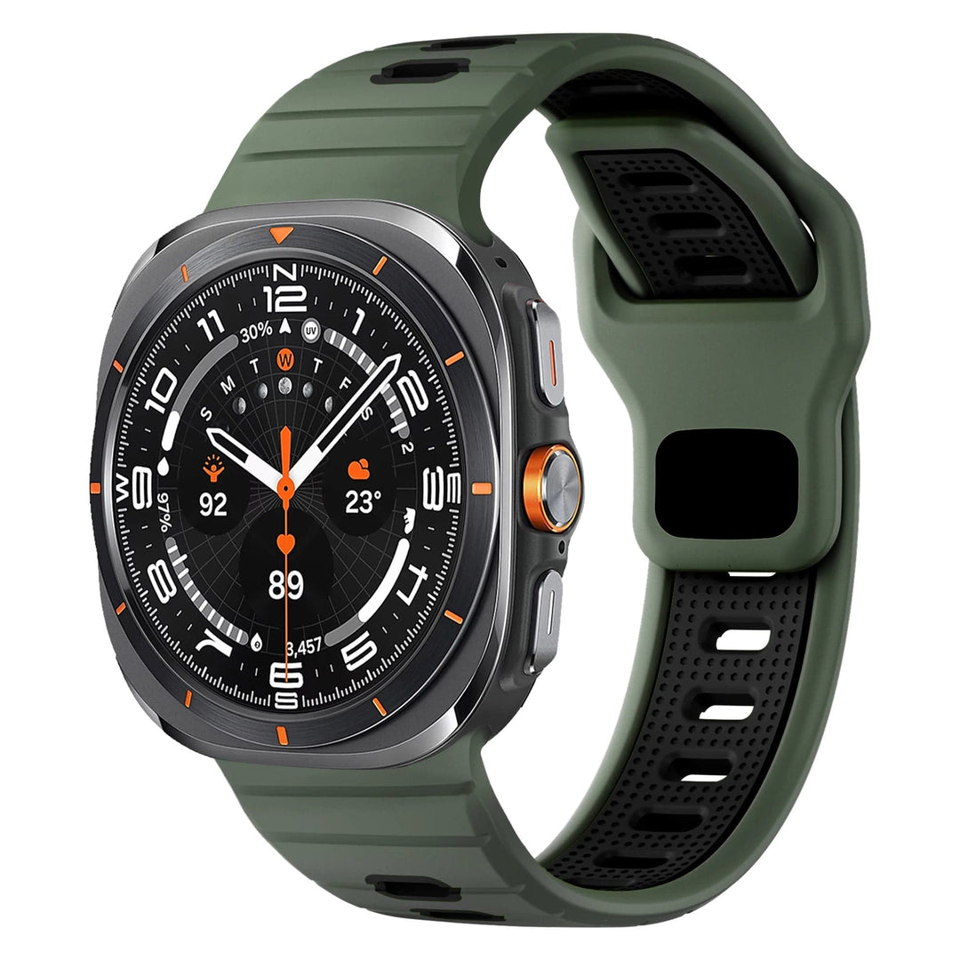 2 Tone Sports Watch Band for Samsung Watch 7 Ultra Army Green - Black DX241118106