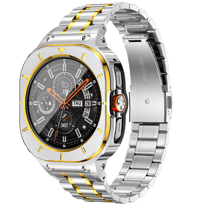 Stainless Steel Band With Shockproof Case For Samsung Watch Ultra silver gold / galaxy ultra 47mm / China Mainland 200000049:173#silver gold;200000051:100016949#galaxy ultra 47mm;200007763:201336100
