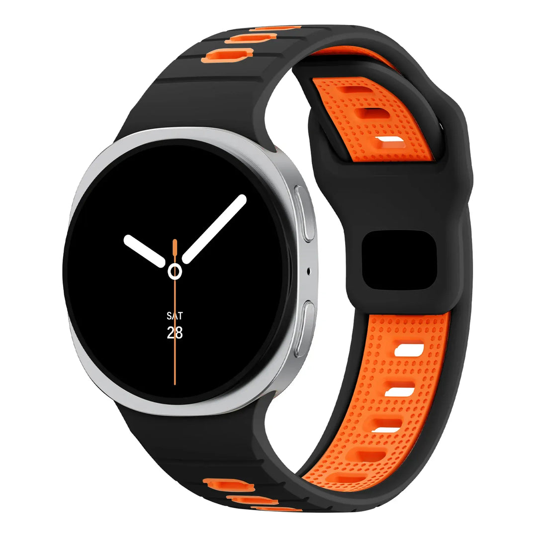 2 Tone Sports Band for Samsung Watch 8 Galaxy Watch 8 44mm / Black Orange DX250930401