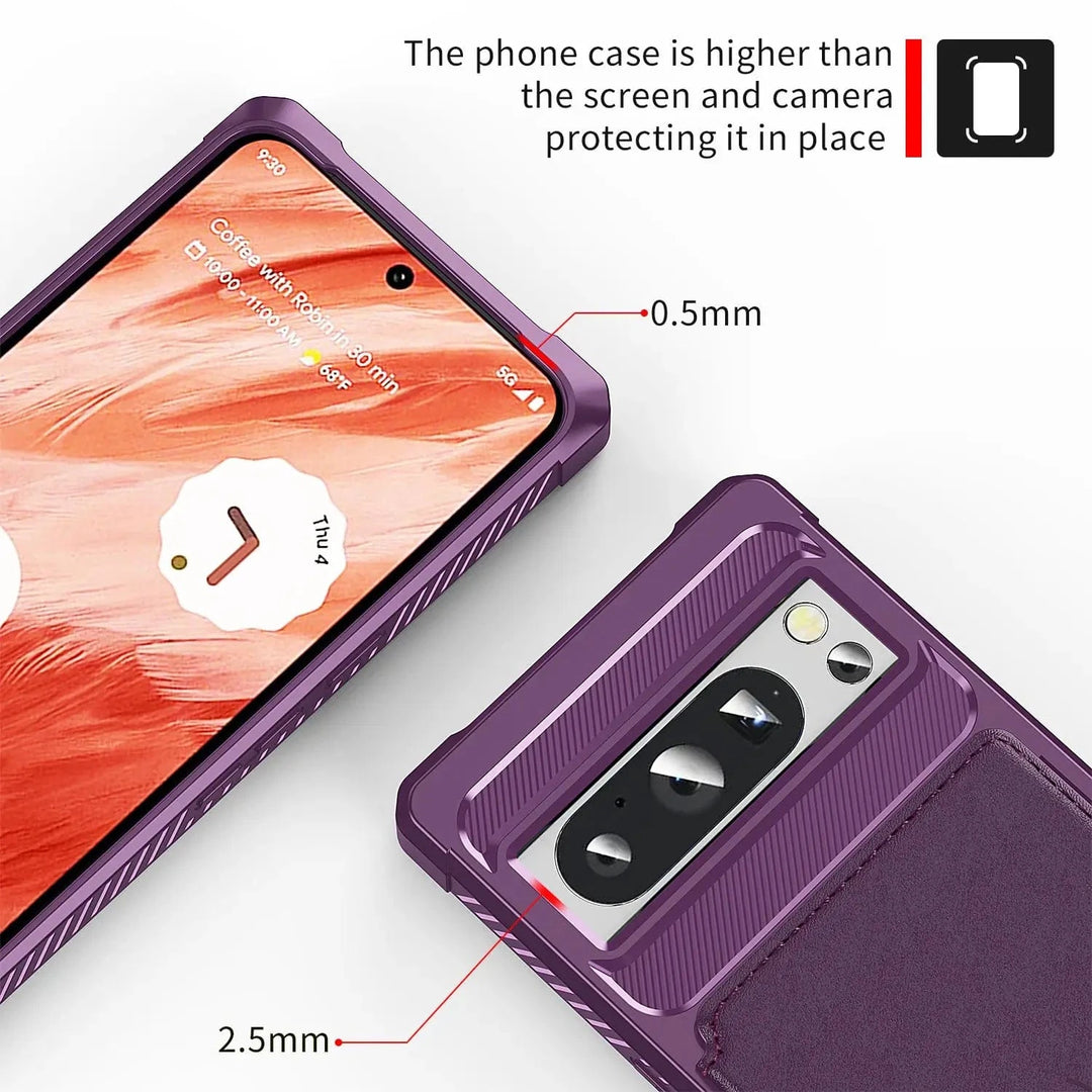 Magnetic Leather Wallet Case For Google Pixel