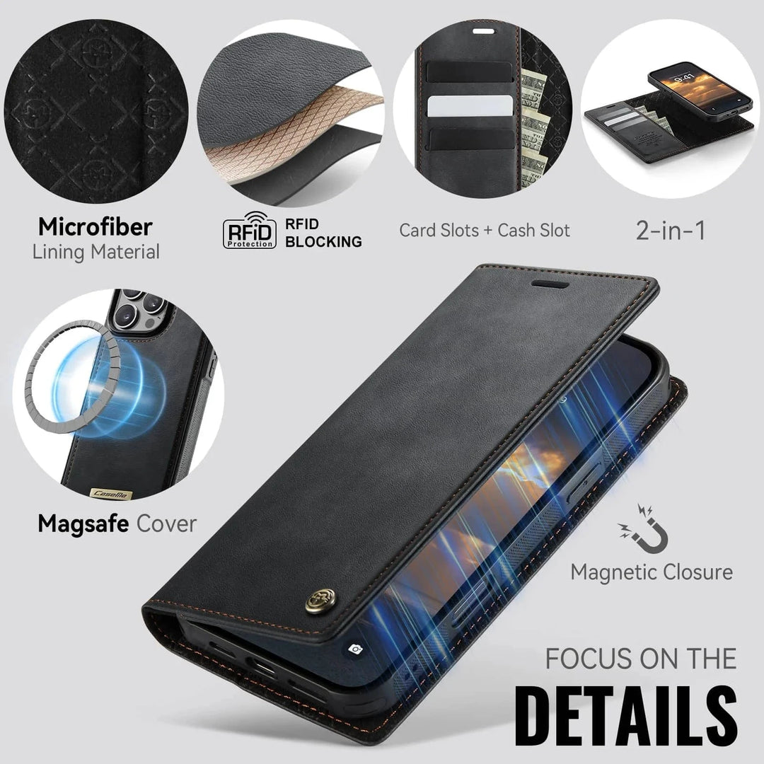 RFID Detachable Leather Card Holder Phone Case