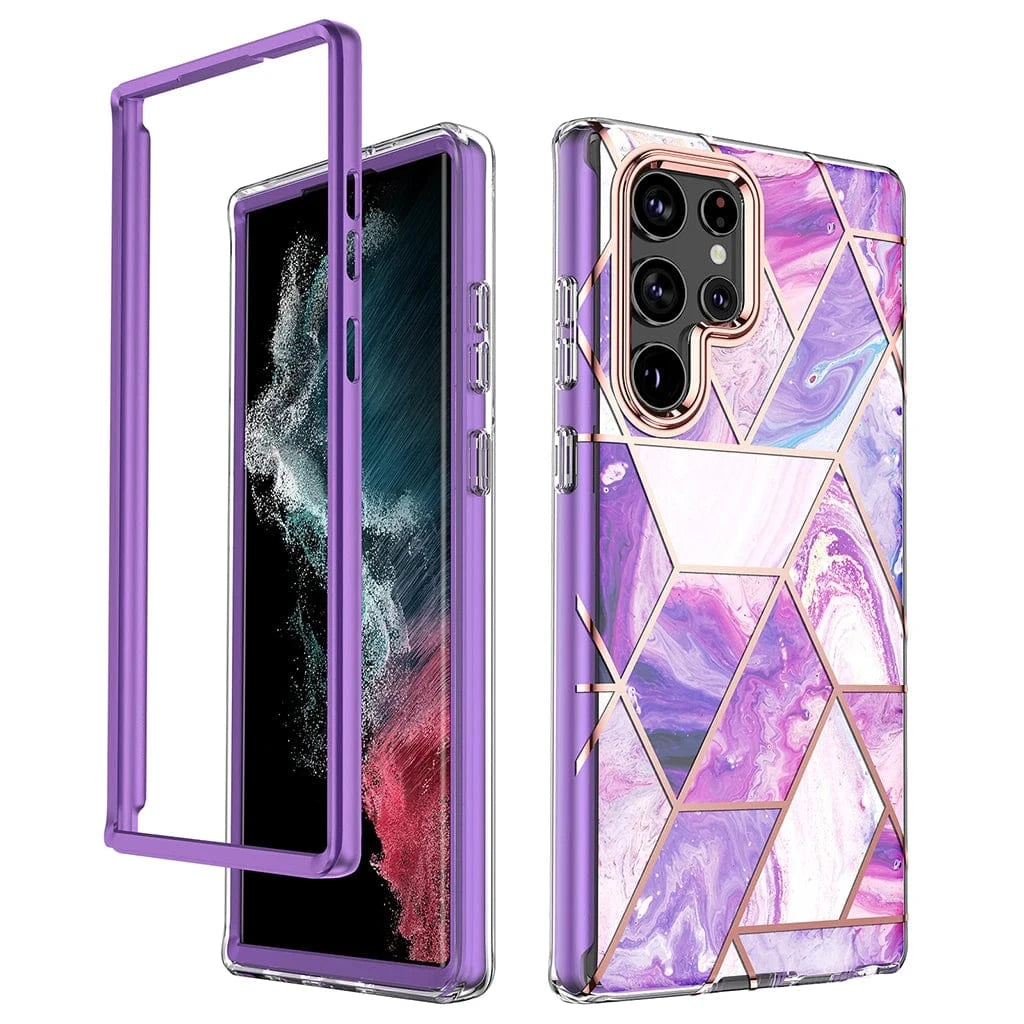 Marble Geometric Case For Samsung Galaxy PURPLE / CHINA / For Galaxy S24 Plus 10:351785#For Galaxy S24 Plus;14:496;200007763:201336100