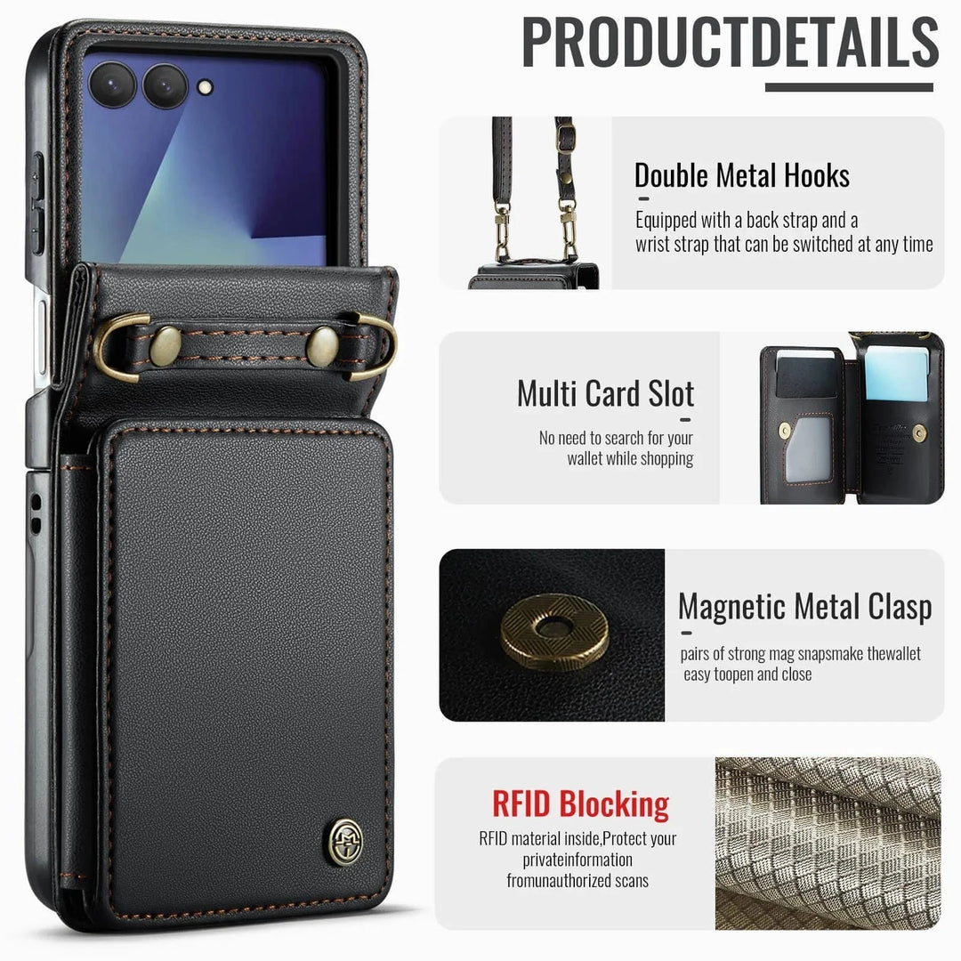 RFID Flip Leather Wallet Case For Samsung Z Flip