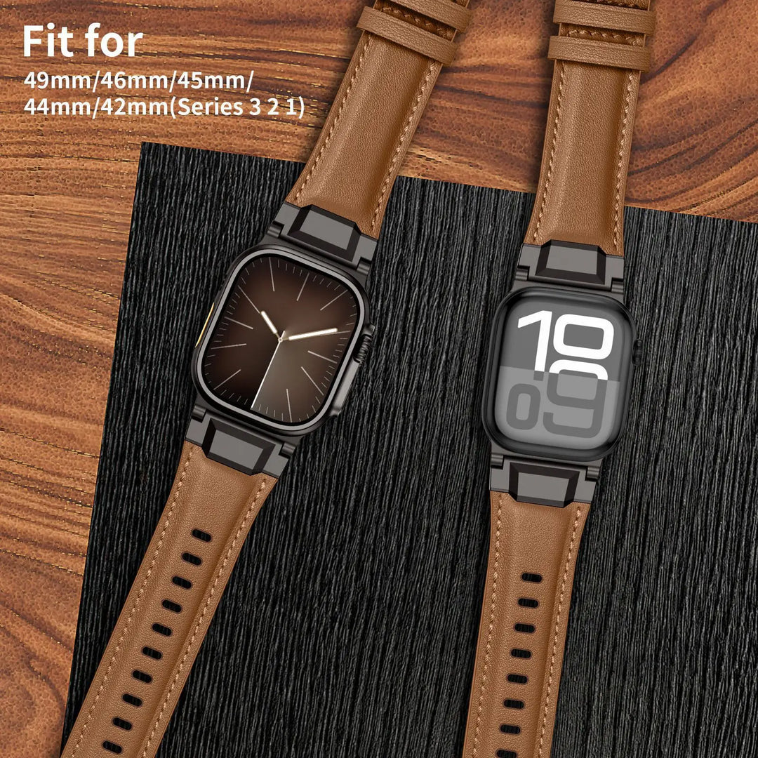 Leather Stainless Steel Watch Band