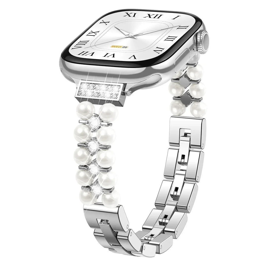 Slim Pearl Stainless Steel Watch Band Silver / 42 44 45 49 S10-46mm 200000049:201449062#Silver;200000051:201336458#42 44 45 49 S10-46mm;200007763:201336100