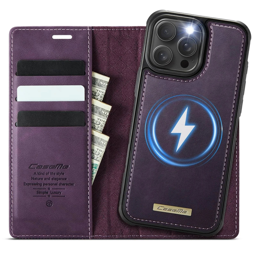 RFID Detachable Leather Card Holder Phone Case iPhone 13 Pro / Purple CM20250830-02-iPhone 13 Pro-Purple