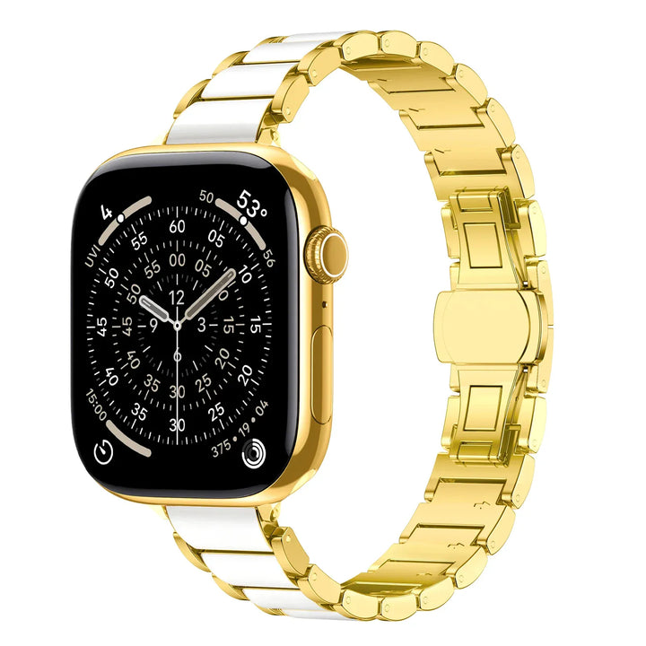 Slim Ceramic Stainless Steel Watch Band Gold White / 38 40 41 S10-42MM DP2510272S03&DX0921100