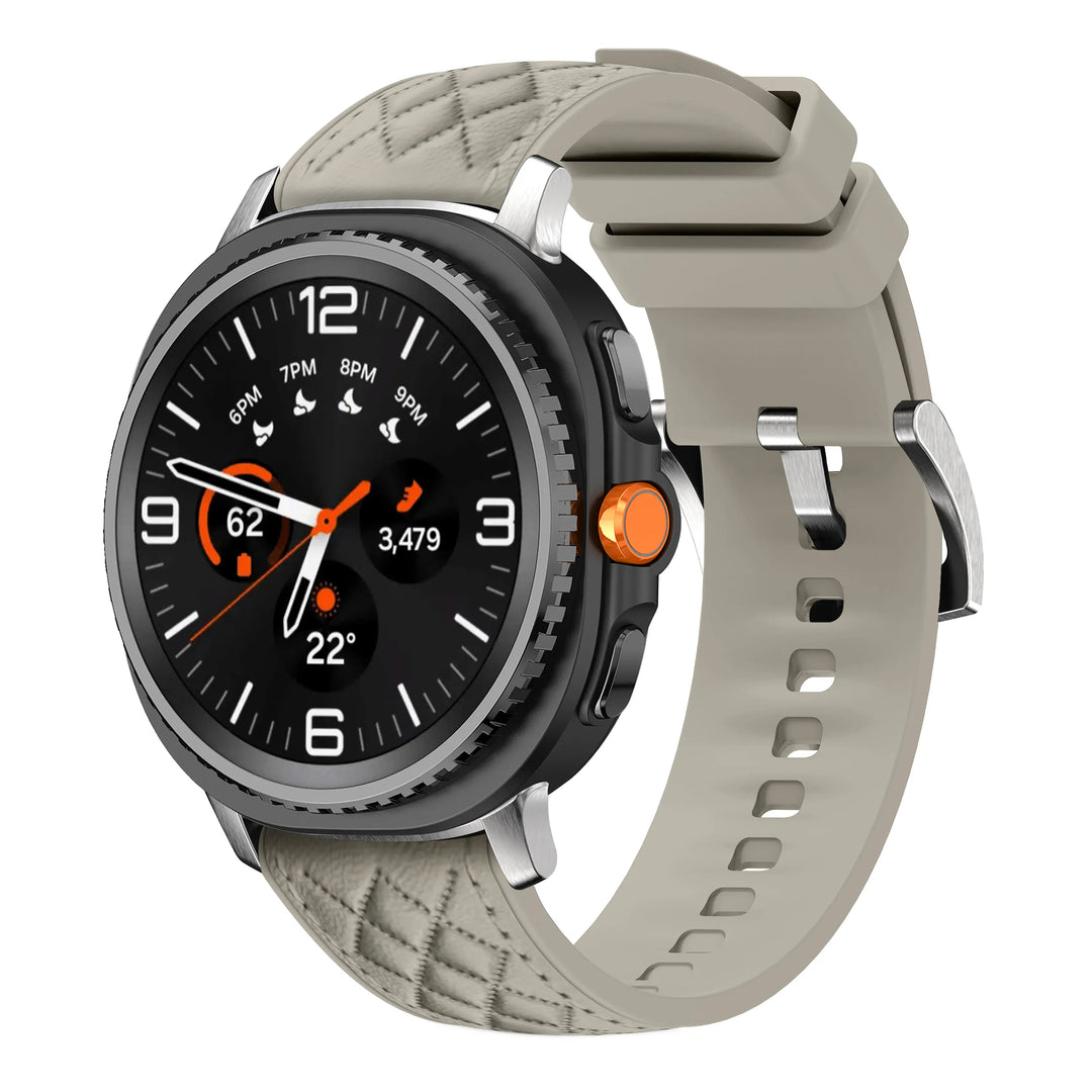 Quilted Leather Sports Band For Samsung Watch 8 Grey 200000049:100006062#Grey;200000051:201336458#Galaxy Watch 8;200007763:201336100