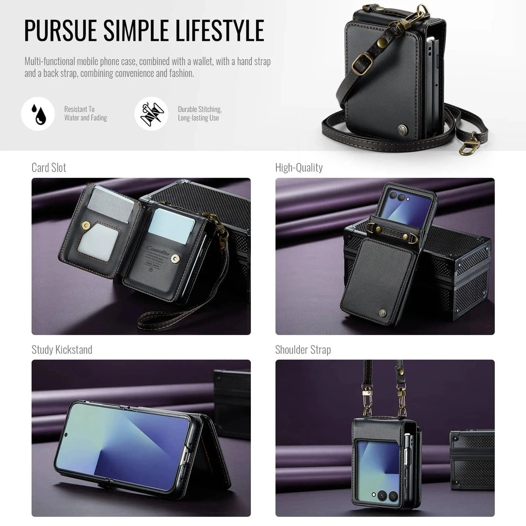 RFID Flip Leather Wallet Case For Samsung Z Flip