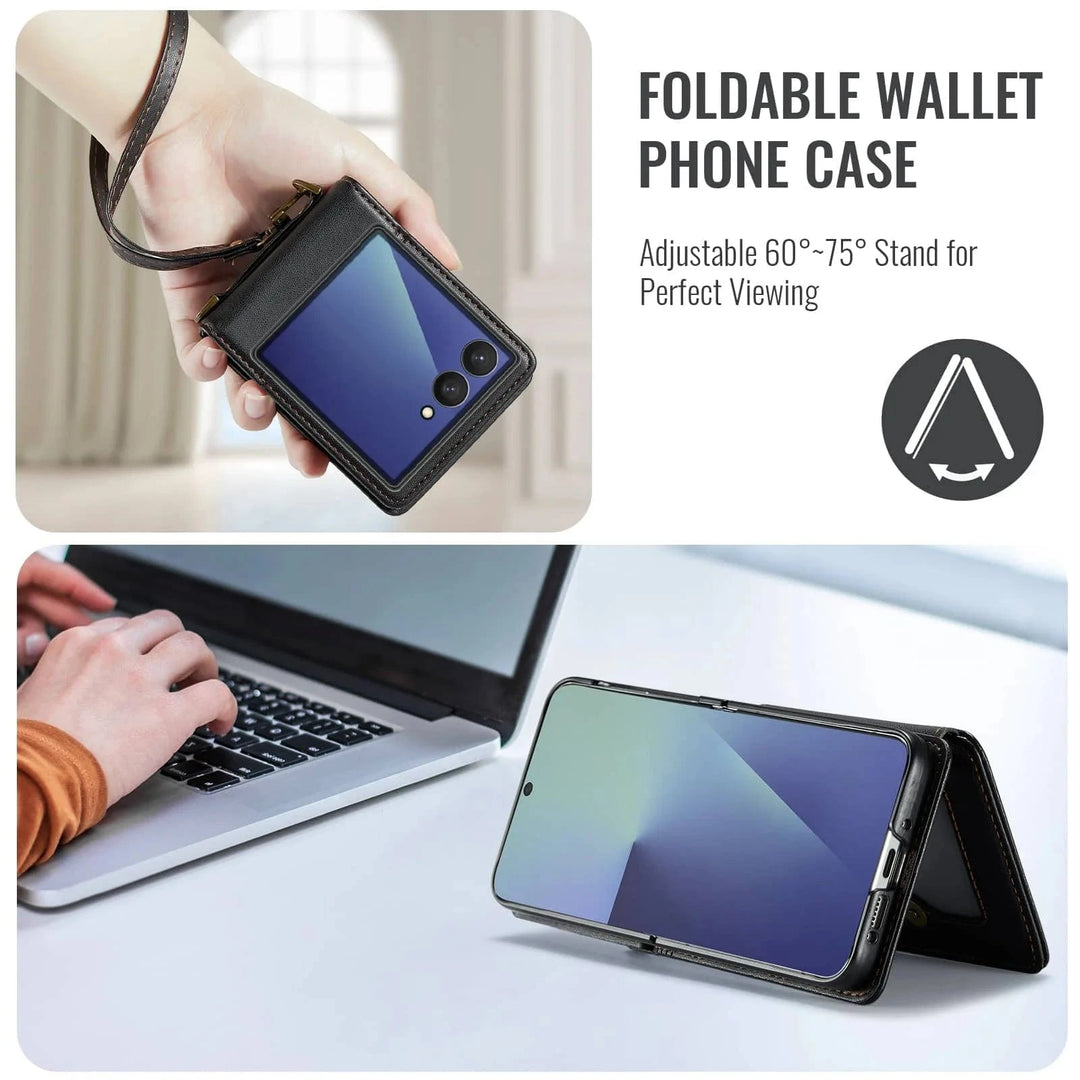 RFID Flip Leather Wallet Case For Samsung Z Flip
