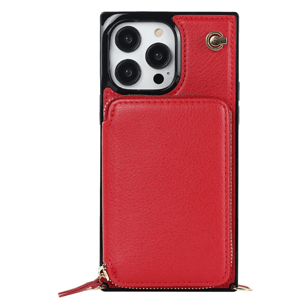 Leather Wallet Phone Case With Lanyard iPhone 13 Mini / Red CM20230714-B-02-iPhone 13 Mini-Red