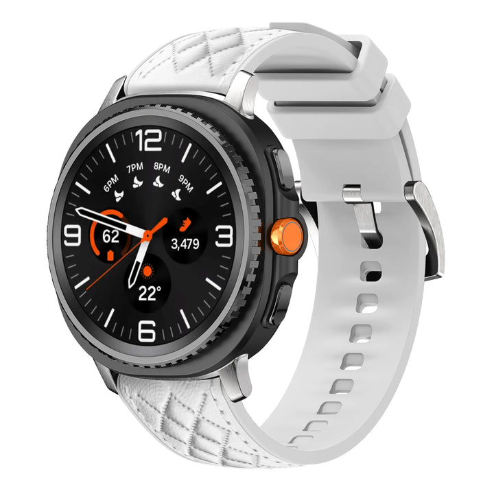 Quilted Leather Sports Band For Samsung Watch 8 White 200000049:193#White;200000051:201336458#Galaxy Watch 8;200007763:201336100