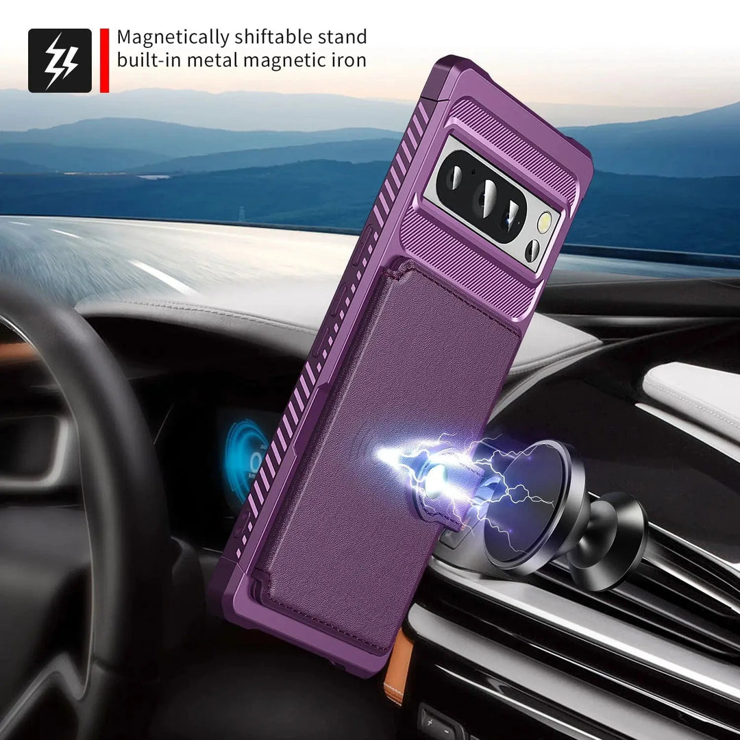 Magnetic Leather Wallet Case For Google Pixel